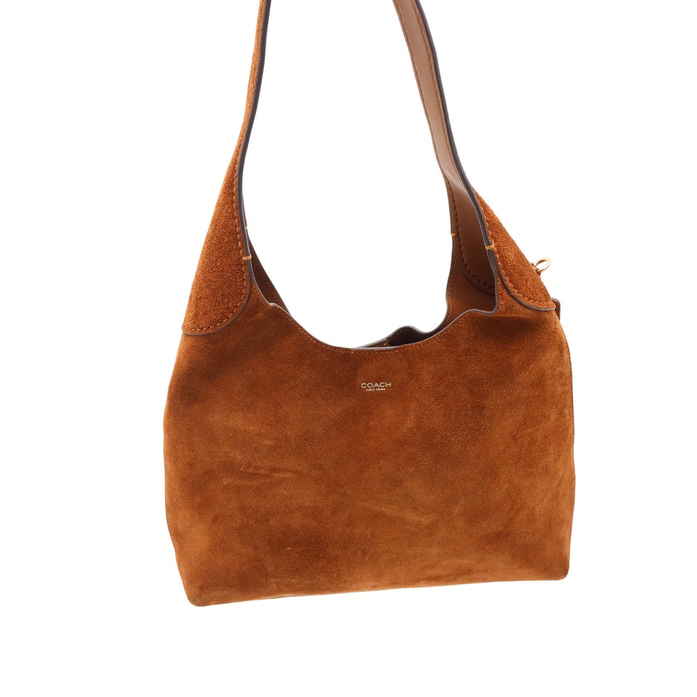 Coach Brown Suede Hobo Shoulder Bag Gold Hardware IMB0032 - Picture 8 of 9